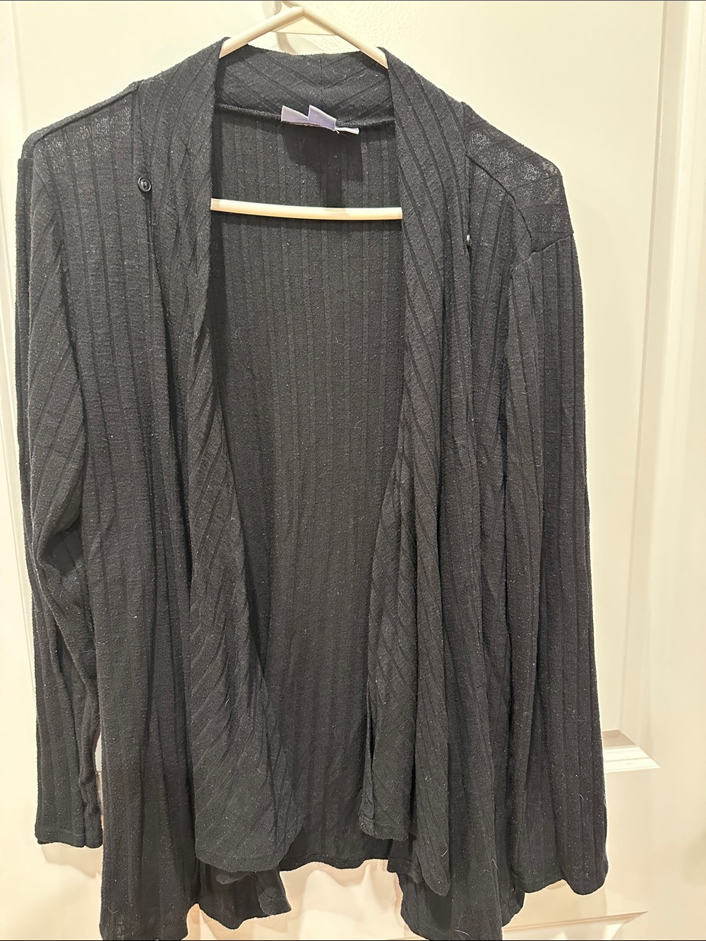Motherhood Black Ribbed Open Drape Nursing Cardigan